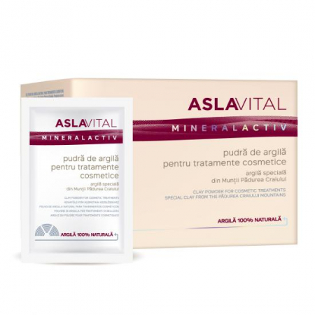 Produse autohtone - Aslavital Mineralactiv Pudra de argila pentru tratamente cosmetice (1590), 10 plicuri