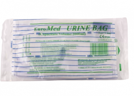 PRODUSE - Pungă sterila de urină cu valvă de evacuare, 2000 ml