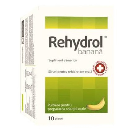 Tulburări gastrointestinale - Rehydrol banana Saruri pentru rehidratare orala, 10 plicuri cu pulbere pentru prepararea solutiei orale