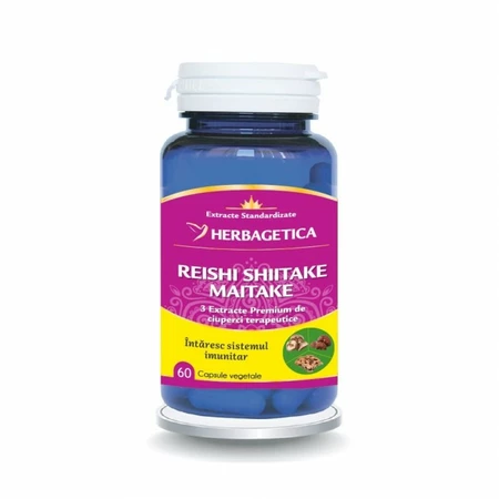 Multivitamine si minerale adulti - Reishi Shiitake Maitake 60 capsule vegetale
