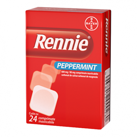 Tulburări gastrointestinale - Rennie peppermint, 24 comprimate masticabile