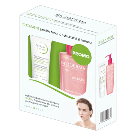 Oferte și reduceri - Pachet Bioderma Sebium hydra crema, 40 ml + Bioderma Sensibio gel spumant, 200 ml