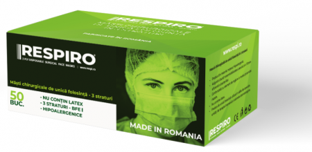 Altele - Respiro Masca chirurgicala de unica folosinta, 3 straturi, 50 bucati