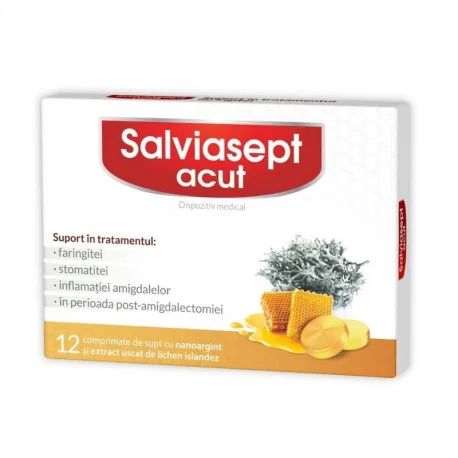 Dureri de gat - Salviasept Acut 12 comprimate de supt