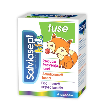 Ameliorare simptome raceala si gripa - Salviasept Kids Tuse 6 acadele, NATUR PRODUKT