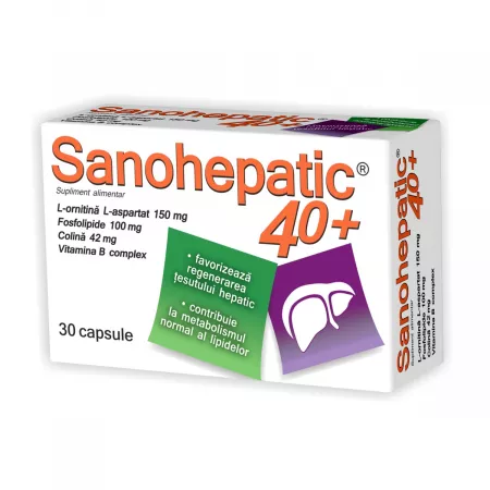 Protectie si Detoxifiere Hepatica - Sanohepatic 40+ 30 capsule Zdrovit