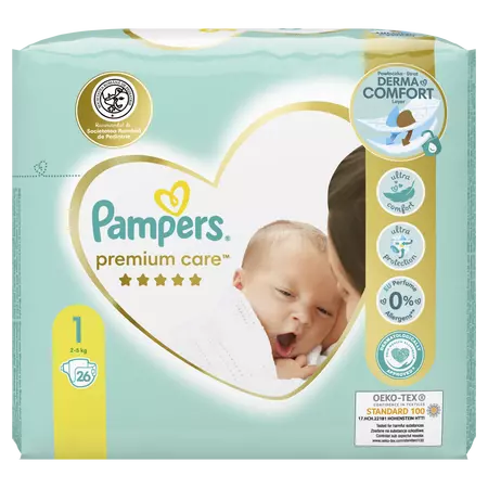 Multivitamine si minerale copii - Scutece Pampers Premium Care Nr.1 2-5 kg 26 bucăți