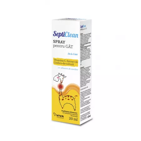 Dureri de gat - SeptiClean Spray pentru gât 20 ml, VIVA PHARMA
