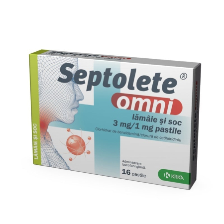 Sistemul Respirator - Septolete Omni Lamaie Si Soc 3 Mg/1 Mg, 16 Pastile