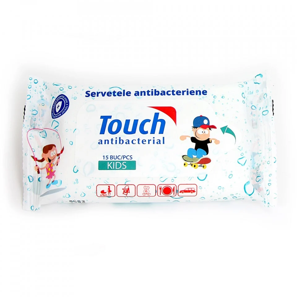PRODUSE - Servetele Umede Antibacteriene Touch Kids X 15 Bucati