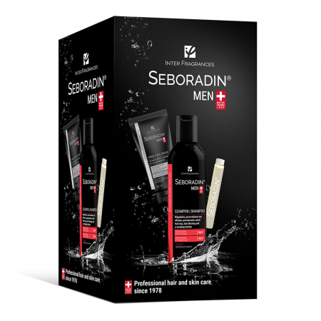 PRODUSE - Set Men Tratament Forte fiole x 14 Crema Faciala x 50 ml Sampon x 200 ml Cadou