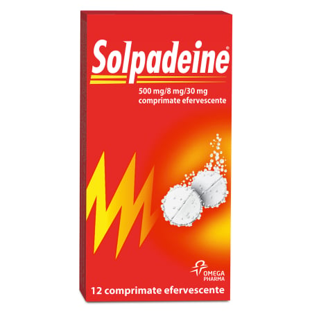 Ameliorare simptome raceala si gripa - Solpadeine 500/8/30 mg 12 comprimate efervescente