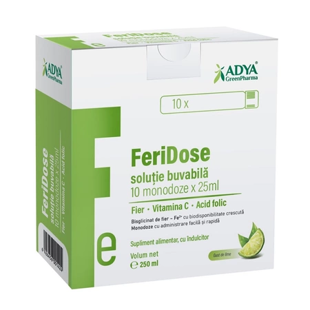 Multivitamine si minerale adulti - Soluție buvabilă Feridose 10 monodoze x 25 ml