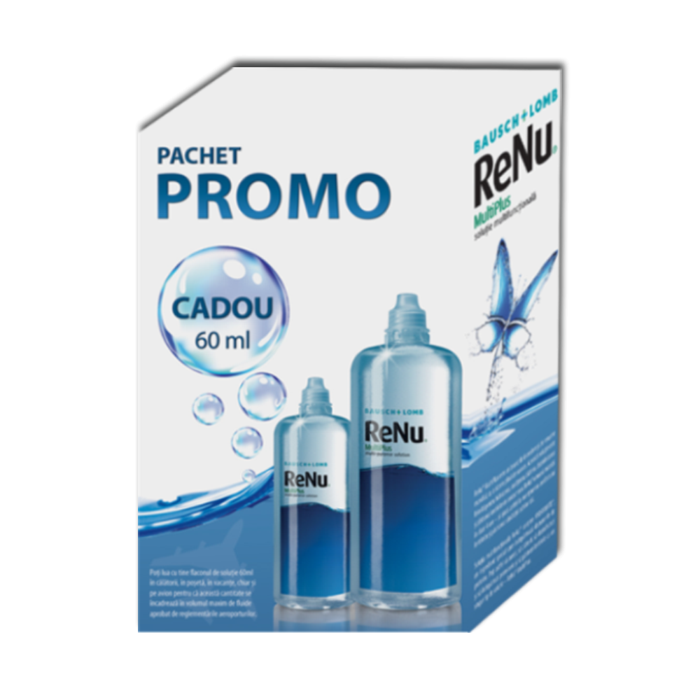 PRODUSE - Solutie multifunctionala pentru intretinerea lentilelor de contact Renu MultiPlus, 360 ml+ 60 ml CADOU
