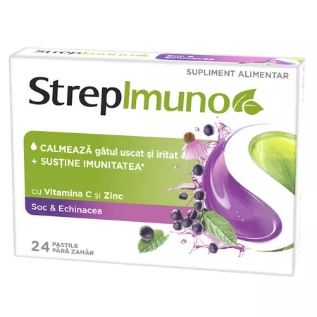 PRODUSE - StrepImuno Soc&Echinaceea Fara Zahar , 24 Comprimate Supt