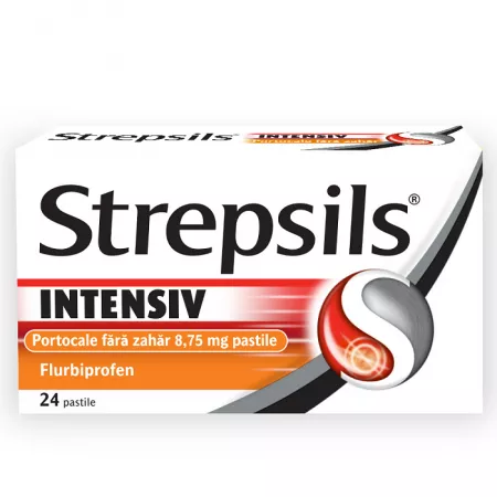 Sistemul Respirator - Strepsils Intensiv Portocale Fara Zahar X 24 Pastile