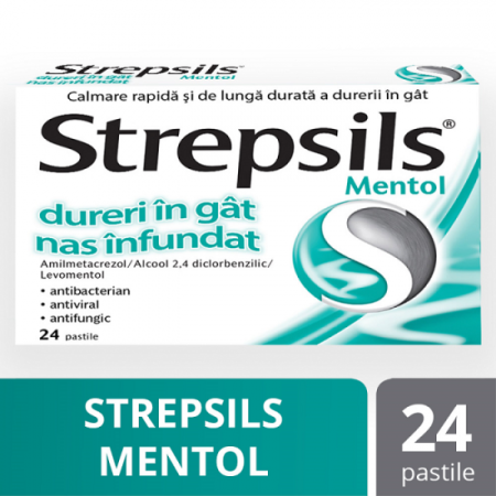 Sistemul Respirator - Strepsils Mentol X 24 Pastile