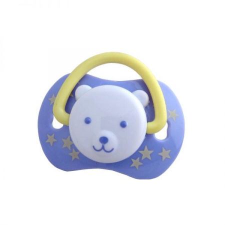 Aștept un bebeluș! - Suzeta din plastic in forma de fata de ursulet, cu tetina ortodontica din silicon, 0-6 luni/6 luni+, R0333