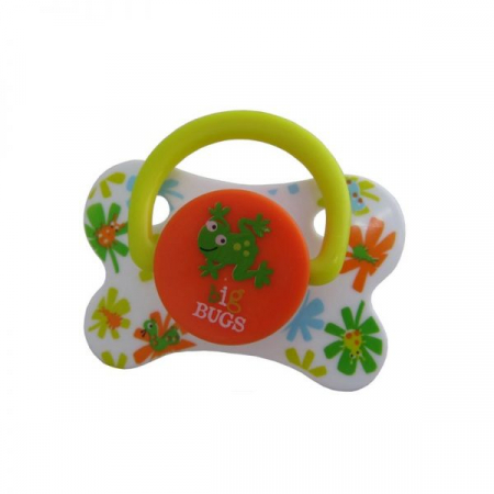 Aștept un bebeluș! - Suzeta din plastic imprimat cu desen bugs/stars, cu tetina ortodontică din silicon, 6 luni+, R0331