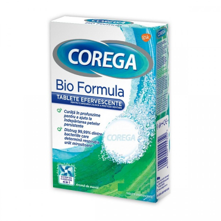 PRODUSE - Corega Bio Formula pentru curatarea zilnica a protezei dentare, 136 tablete efervescente