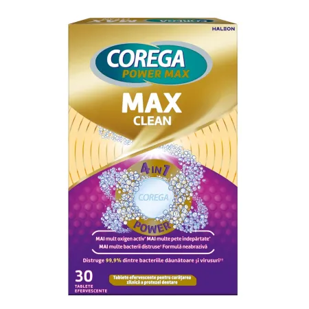 Ceaiuri - Tablete efervescente Corega Max Clean, 30 tablete