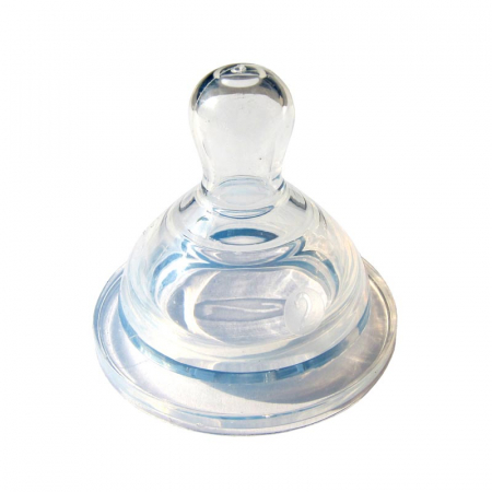 Accesorii - Tetina rotunda din silicon, cu gât larg, curgere lentă, 0-3 luni, R0436, 2 bucati