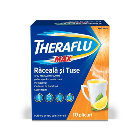 Ameliorare simptome raceala si gripa - Theraflu Max raceala+gr x 10pl