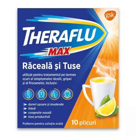 Sistemul Respirator - Theraflu Max Raceala Si Tuse , 10 Plicuri