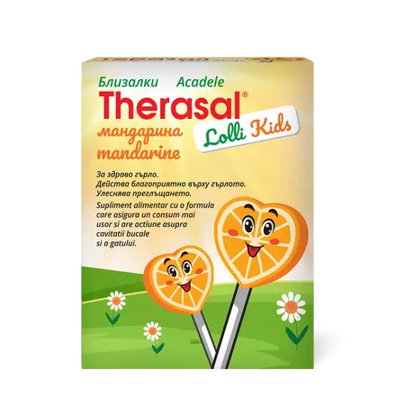 Multivitamine si minerale copii - Therasal Acadele pentru copii cu aromă de mandarine 6 bucăți