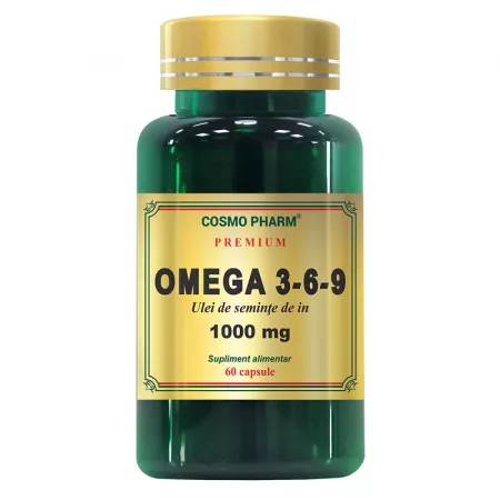 Suplimente alimentare - Omega 3-6-9 Ulei de seminte de in 1000 mg, 60 capsule