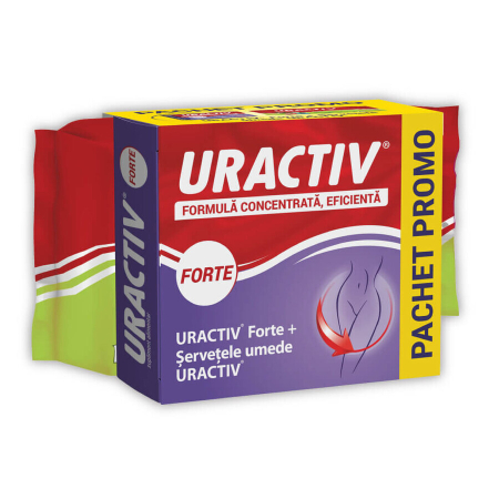 Afectiuni Genitale Si Hormonale - Uractiv Forte 20 comprimate + Șervețele umede Uractiv 20 bucăți