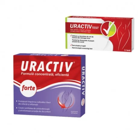 Oferte și reduceri - Uractiv forte, 10 capsule + Test pentru depistarea infectiilor urinare