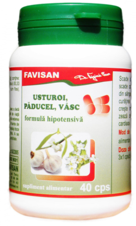 Reglarea tensiunii - Usturoi, Păducel, Vâsc 40 capsule Favisan