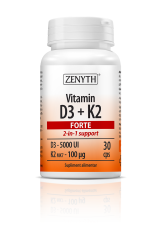 Imunitate adulti - Vitamin D3+K2 Forte 30 capsule Zenyth