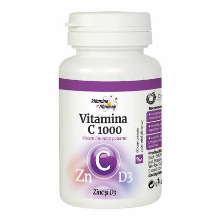 Circulatie periferica deficitara - Vitamina C1000 cu Zinc si D3 - 60 comprimate
