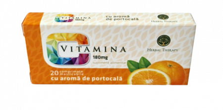 PRODUSE - Vitamina C 180 mg cu aroma de portocale, 20 comprimate masticabile