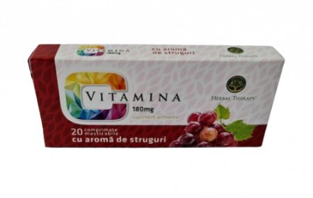 PRODUSE - Vitamina C 180 mg cu aroma de struguri, 20 comprimate masticabile