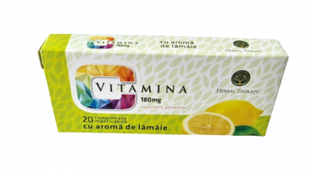 PRODUSE - Vitamina C 180 mg cu aroma de lamaie, 20 comprimate masticabile