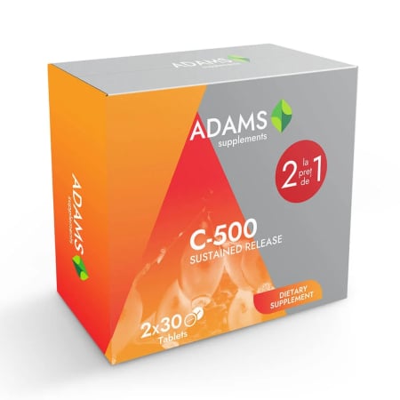 Oferte și reduceri - Vitamina C-500 cu macese, 30 tablete, pachet cu 2 cutii la pret de 1