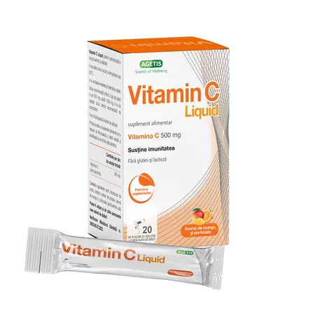 PRODUSE - Vitamina C Liquid , 500 Mg , 20 Plicuri