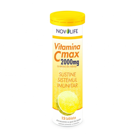Imunitate adulti - Vitamina C Max 2000 mg cu extract din măceșe, 15 tablete efervescente