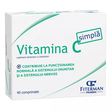 Dureri de gat - Vitamina C Simplă 180 mg 40 comprimate de supt Fiterman Pharma