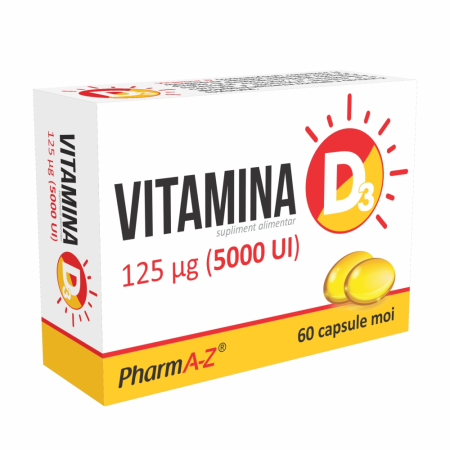 Tincturi si Gemoderivate - Vitamina D3 5000 UI 60 capsule PharmA-Z
