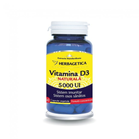 Imunitate adulti - Vitamina D3 Naturala 5000UI X 60Cps - Herbagetica