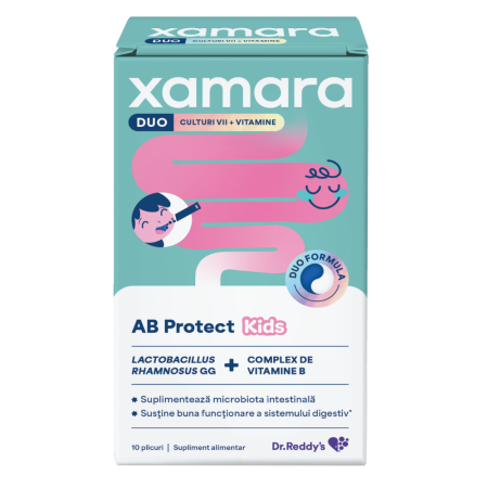 Ameliorare simptome raceala si gripa - Xamara Duo AB Protect Kids X 10Plicuri
