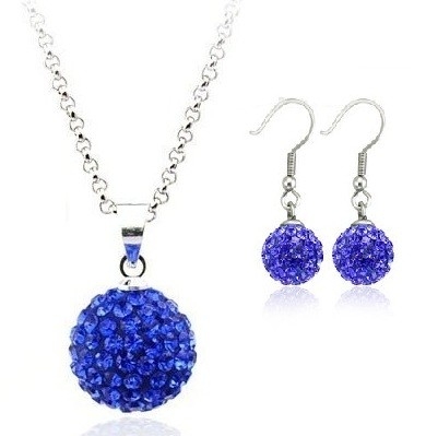 Set bijuteriii SHAMBALA lung blue-capri cu cristale