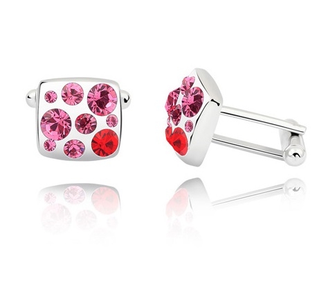 Butoni Patrati multicolor rose cu cristale swarovski