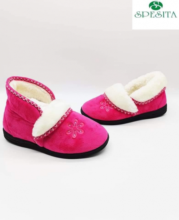 Papuci de casa pentru dama, cu blanita pe interior, gala roz, marca Spesita [1]