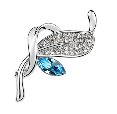Brosa FLOWER highland aquamarine cu cristale Swarovski si placata cu aur 18K  garantie 6 luni - model 1028 [2]
