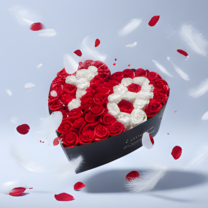 Aranjament floral 18 ani varsta aniversara cu trandafiri din sapun 59-62 trandafiri [4]